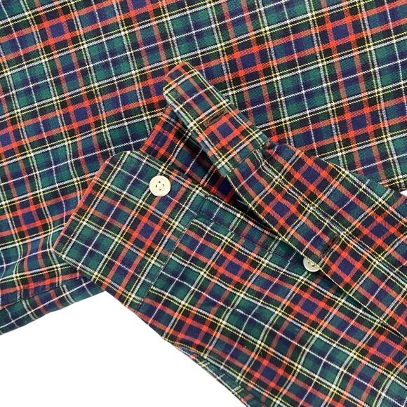 Men's Ralph Lauren Classic Fit Long Sleeve Green, Red and Blue Plaid Button Down - Picture 9 of 10